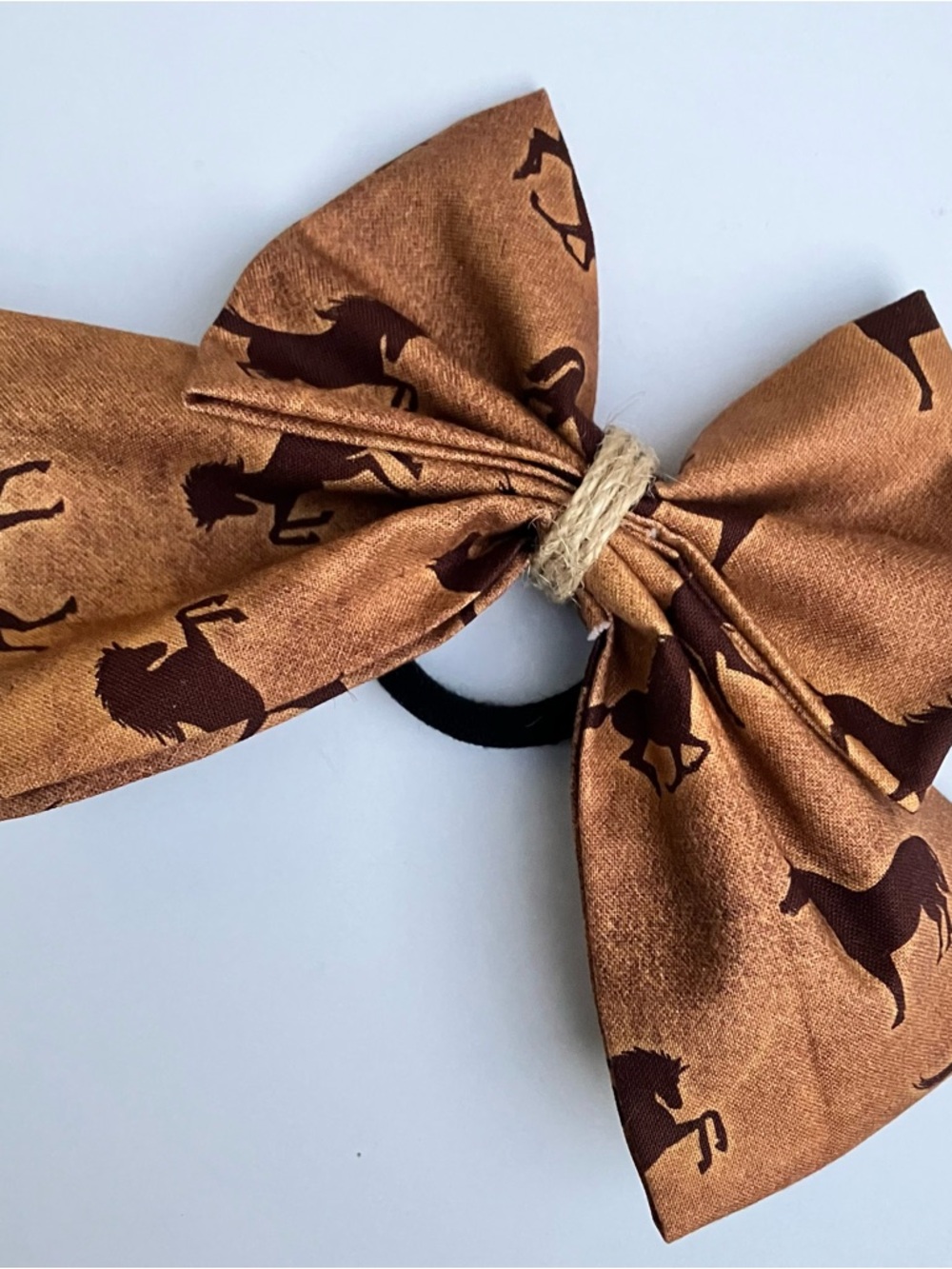 Brown Horse Print Bow Hair Tie for Kids